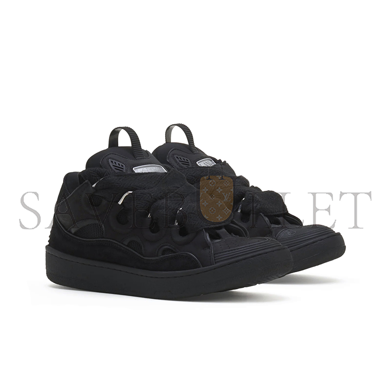 LANVIN BLACK LEATHER CURB SNEAKERS FU-SKDK12-DRAG-P25101035